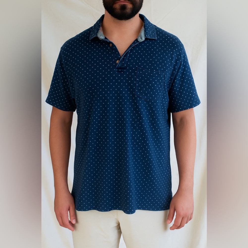 Tailor Vintage Blue Polka Dot Polo Shirt